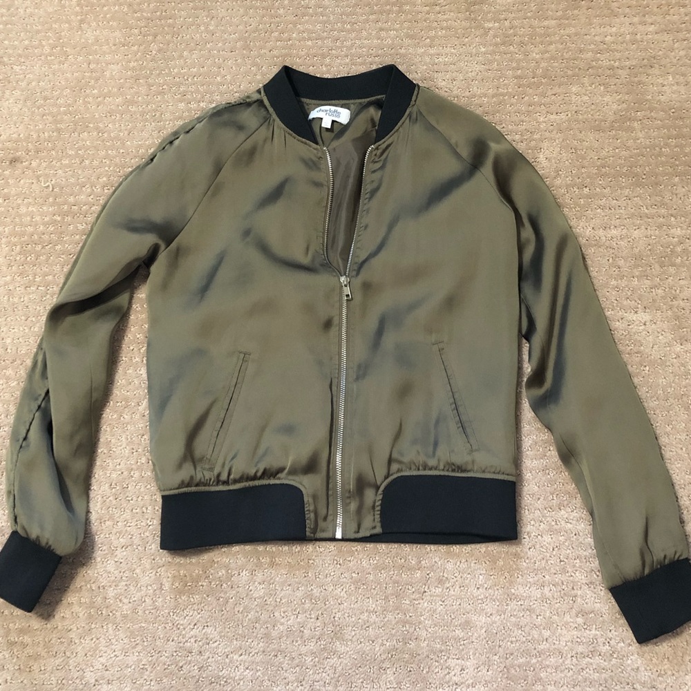 Silky Olive bomber jacket